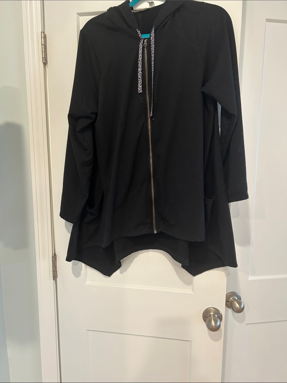 Black Hooded Zip-Front Women's Jacket by Lori Goldstein